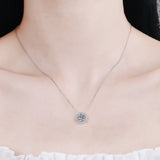 Certified Moissanite Necklace for Women 0.5-2CT VVS Brilliant Moissanite Diamond Halo Pendent Necklaces Anniversary Gift
