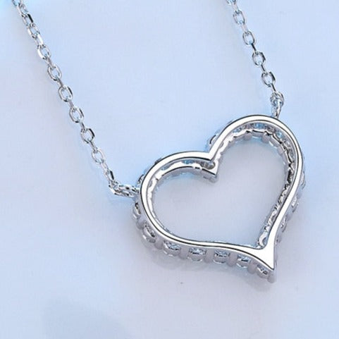 2CT Moissanite Necklace Heart Pendant Diamond Necklace For Women 925 Silver Prong Setting VVS Moissanite Heart Pendant Jewelry