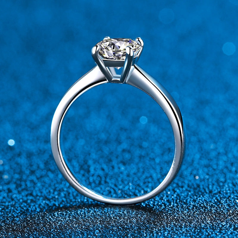 Certified Moissanite Engagement Rings For Women 1CT 2CT Round Brilliant Lab Diamonds Wedding Band Sterling Silver Fine Jewelry