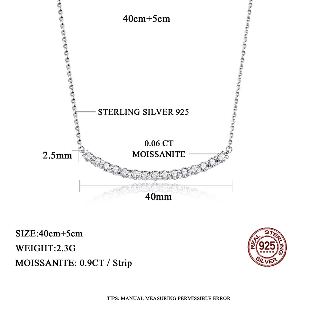0.9Ct Moissanite Choker Necklace 925 Sterling Silver Women Brilliant Lab Diamond Smile Bar Pendant Wedding Party Jewelry