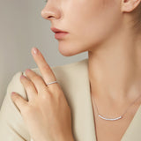 0.9Ct Moissanite Choker Necklace 925 Sterling Silver Women Brilliant Lab Diamond Smile Bar Pendant Wedding Party Jewelry