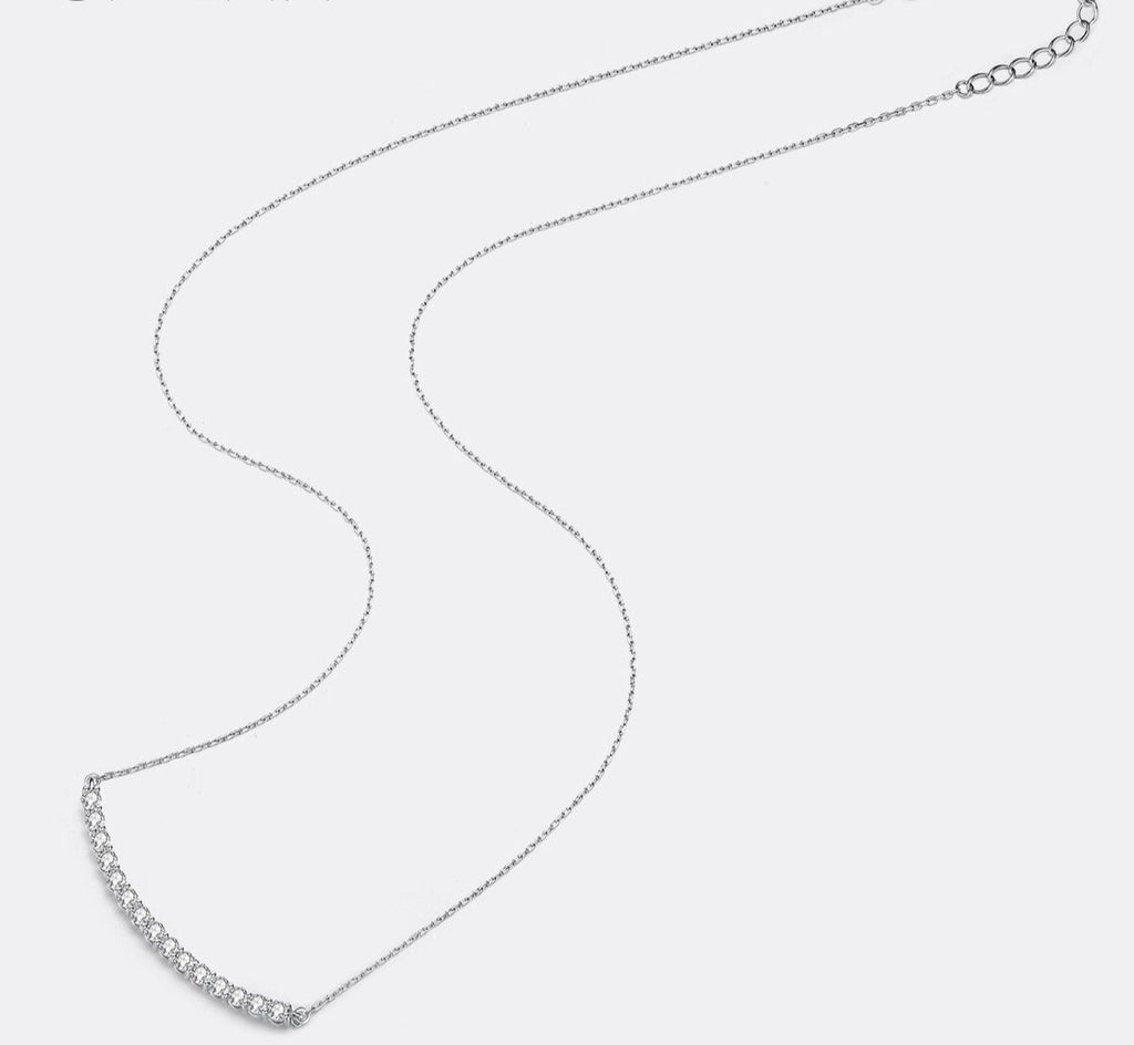 0.9Ct Moissanite Choker Necklace 925 Sterling Silver Women Brilliant Lab Diamond Smile Bar Pendant Wedding Party Jewelry