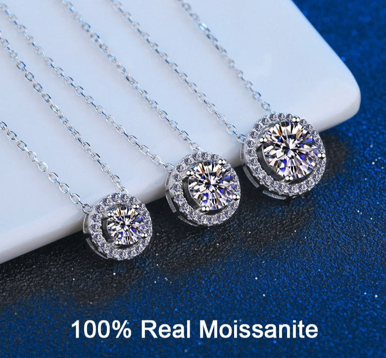 【TATIANA】Moissanite 0.5 carat Necklace Certified Moissanite Necklace for Women 0.5-2CT VVS