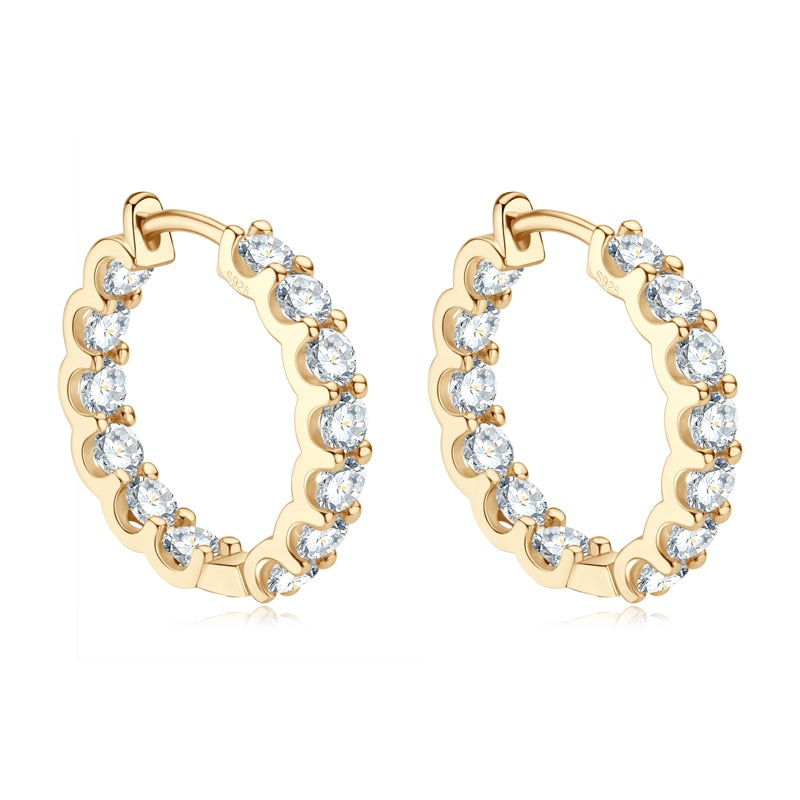 14K Gold Plated 925 Moissanite Hoop Earrings