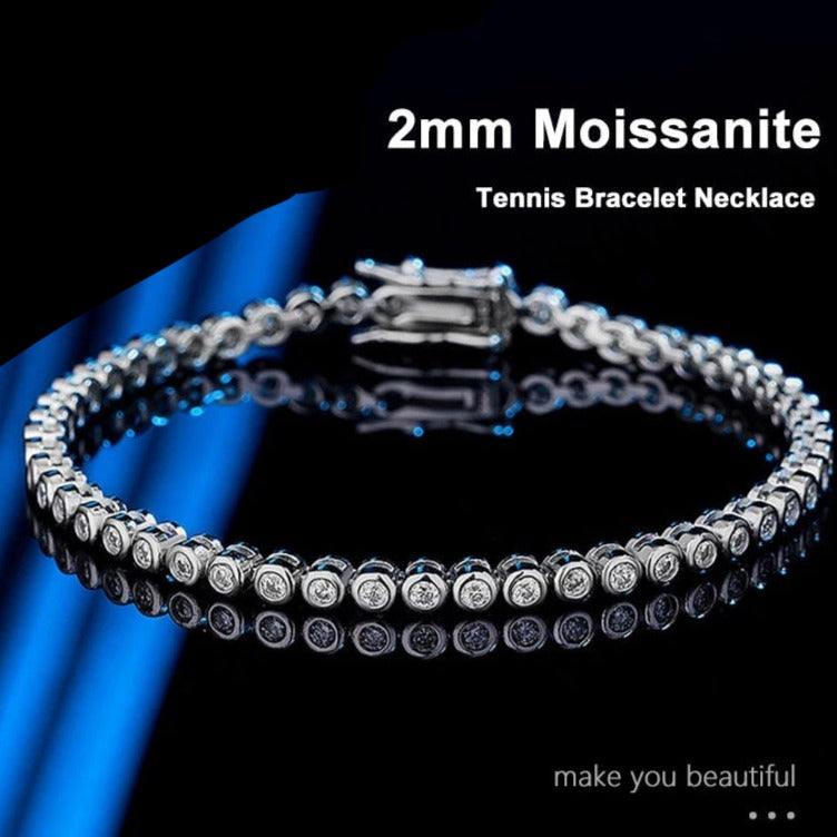 2mm Silver deals Moissanite Tennis Bracelet