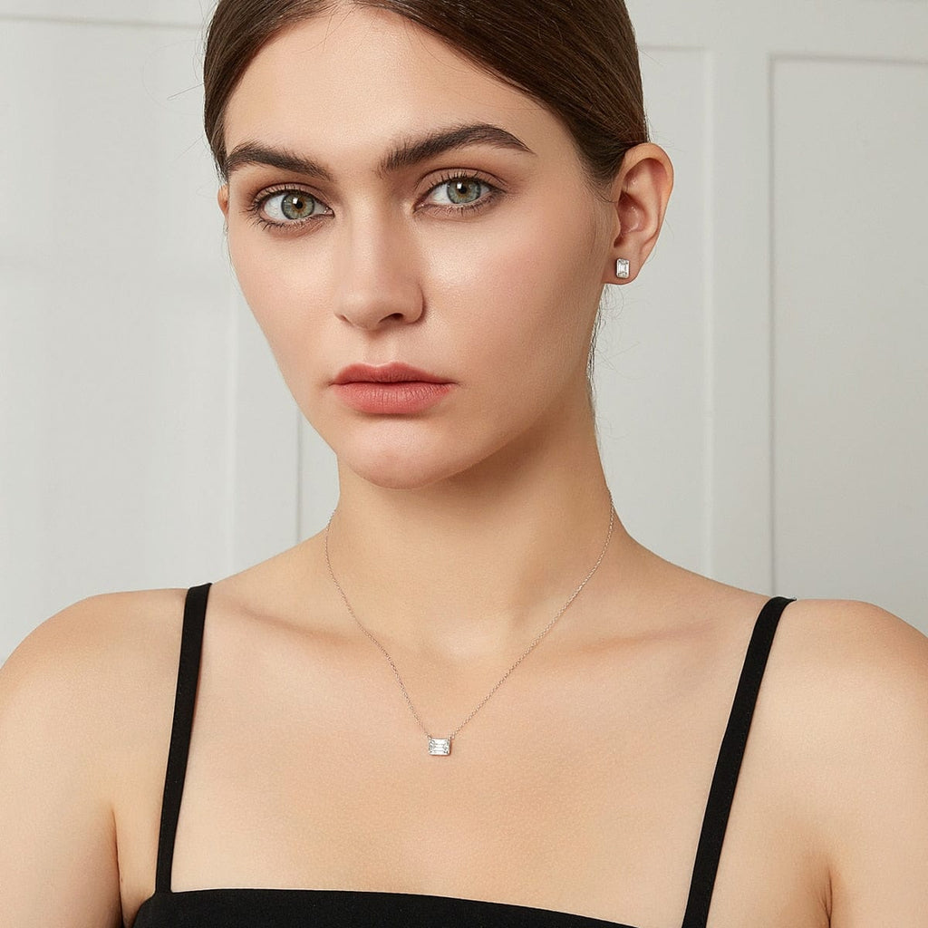 Emerald Cut 1CT Moissanite Necklaces