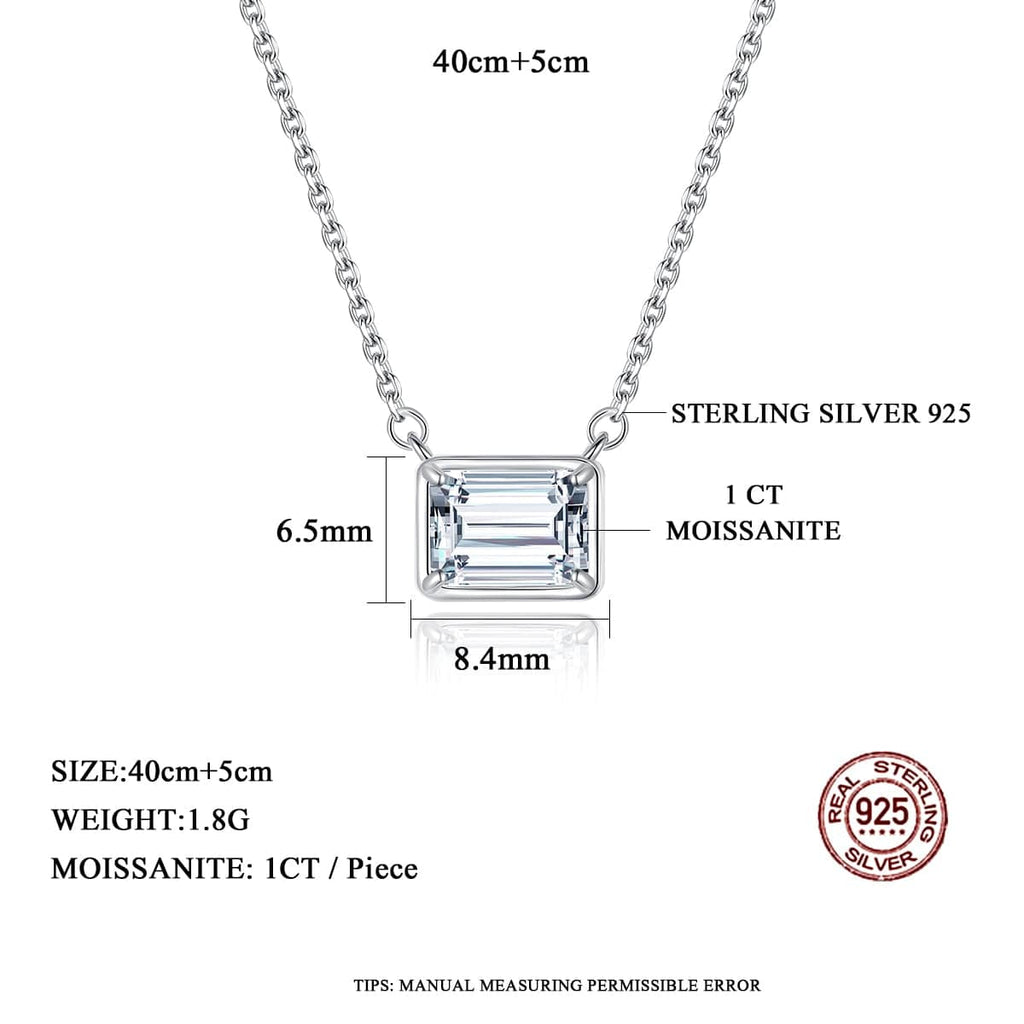 Emerald Cut 1CT Moissanite Necklaces