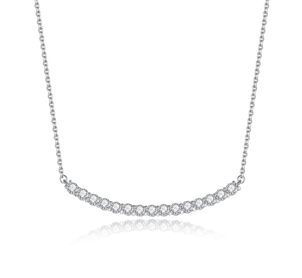 0.9Ct Moissanite Choker Necklace 925 Sterling Silver Women Brilliant Lab Diamond Smile Bar Pendant Wedding Party Jewelry