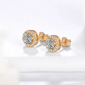 1 Carat D Color Moissatine Stud Earrings For Women 18K Gold Plated 100% 925 Sterling Silver Wedding Party Fine Jewelry