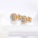 1 Carat D Color Moissatine Stud Earrings For Women 18K Gold Plated 100% 925 Sterling Silver Wedding Party Fine Jewelry