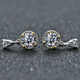 D Grade VVS1 1ct Diamond Test Passed Moissanite Diamond 925 Silver 18K White Gold Plated Stud Earrings Jewelry for Woman Gift