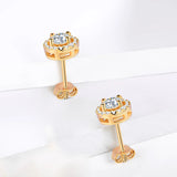 1 Carat D Color Moissatine Stud Earrings For Women 18K Gold Plated 100% 925 Sterling Silver Wedding Party Fine Jewelry