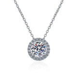 Certified Moissanite Necklace for Women 0.5-2CT VVS Brilliant Moissanite Diamond Halo Pendent Necklaces Anniversary Gift