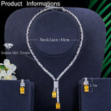 CWWZircons Dazzling African Cubic Zircon Womens Wedding Necklace Jewellery Set Bridal Party Costume Jewelry Accessories T374