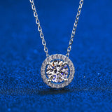 Certified Moissanite Necklace for Women 0.5-2CT VVS Brilliant Moissanite Diamond Halo Pendent Necklaces Anniversary Gift