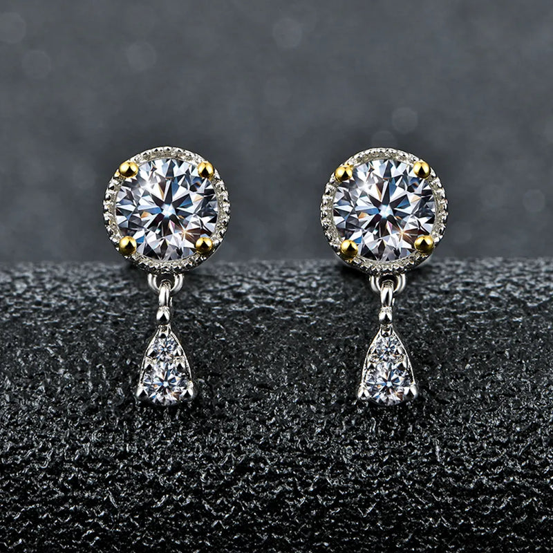 D Grade VVS1 1ct Diamond Test Passed Moissanite Diamond 925 Silver 18K White Gold Plated Stud Earrings Jewelry for Woman Gift