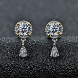 D Grade VVS1 1ct Diamond Test Passed Moissanite Diamond 925 Silver 18K White Gold Plated Stud Earrings Jewelry for Woman Gift