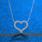 2CT Moissanite Necklace Heart Pendant Diamond Necklace For Women 925 Silver Prong Setting VVS Moissanite Heart Pendant Jewelry