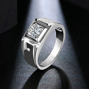 1CT D Color 6.5mm Moissanite Diamond Men Ring Design Men Ring 100% 925 Sterling Silver Party Ring