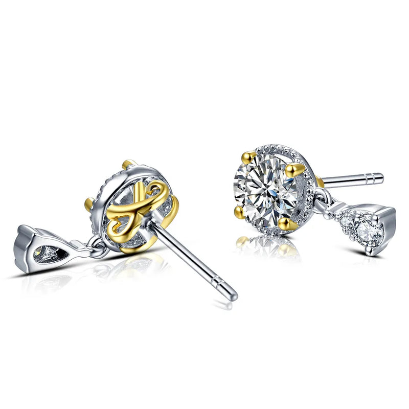 D Grade VVS1 1ct Diamond Test Passed Moissanite Diamond 925 Silver 18K White Gold Plated Stud Earrings Jewelry for Woman Gift