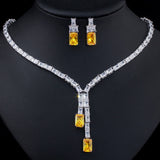 CWWZircons Dazzling African Cubic Zircon Womens Wedding Necklace Jewellery Set Bridal Party Costume Jewelry Accessories T374