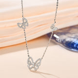 Butterfly Moissanite Necklace Chain Round Cut 1.6mm 925 Sterling Silver Elegant Christmas Fine Jewelry for Women