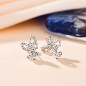 New Moissanite Earrings Christmas Butterfly Suit Stud Earrings for Women 925 Sterling Silver Sparkling Wedding Jewelry
