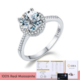 Real Moissanite Diamond Ring 0.5-3CT Wedding Round Gemstones Halo Rings for Women 925 Sterling Silver Jewelry