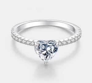 1 Carat Heart Cut Moissanite Wedding Ring for Women Heart Shaped Diamond Engagement Band Sterling Silver Promise Bridal Rings