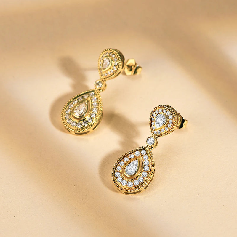 Luxurly Pear Cut 15*3mm Moissanite Earrings for Women  Engagement Anniversary Gifts with Certificate Party