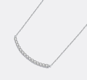 0.9Ct Moissanite Choker Necklace 925 Sterling Silver Women Brilliant Lab Diamond Smile Bar Pendant Wedding Party Jewelry