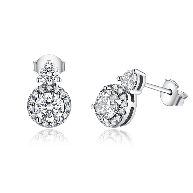 VVS1 D Color Round Cut 5.0MM Women’s Earring Test Passed Moissanite Diamond 925 Sterling Silver Earrings Fine Jewelry