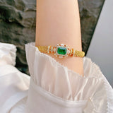 14K Luxury Emerald Bracelet Charming Bangle for Women Weave Vintage Gemstone Bracelets Anniversary Gifts