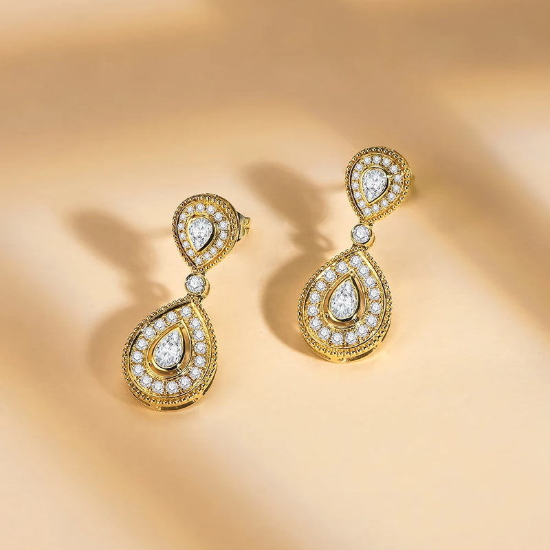 Luxurly Pear Cut 15*3mm Moissanite Earrings for Women  Engagement Anniversary Gifts with Certificate Party