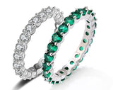 Fashion Round White Green Cubic Zirconia Wedding Rings Set for Women Girl Party Jewelry Birthday Gift
