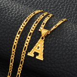 A-Z Letters Pendant Necklaces for Women Men Girls English Initial Alphabet Figaro Chains Gold Color Jewelr