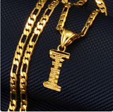 A-Z Letters Pendant Necklaces for Women Men Girls English Initial Alphabet Figaro Chains Gold Color Jewelr