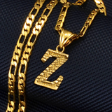 A-Z Letters Pendant Necklaces for Women Men Girls English Initial Alphabet Figaro Chains Gold Color Jewelr