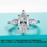 4CT Marquise Cut D Color Moissanite Diamond Engagement 925 Sterling Silver Rings For Women