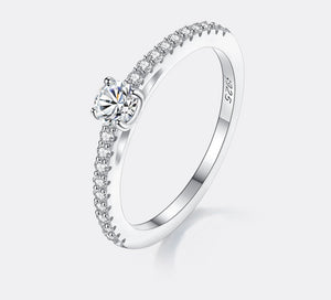 Real 925 Sterling Silver Small Moissnaite Ring For Women Simple Sparkling Round 0.3CT Certificated Lab Diamond Finger Rings