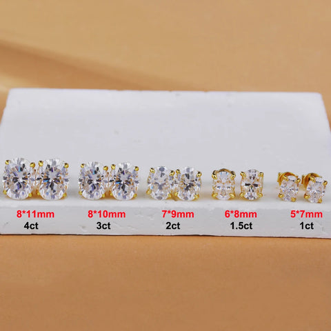 0.5-5ct Oval Cut Moissanite Stud Earring for Women D Color Sparkling Diamond 925 Sterling Silver Studs