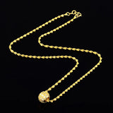 Fashion Lucky Beads Authentic 24K Gold Color Necklace 2mm46cm Water Ripple Necklace for Women Wedding Jewelry Gifts