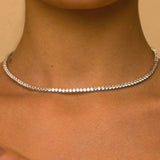 Hiphop Tennis Chain Necklace Silver