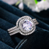 Shiny CZ Engagement Ring ( 3Pcs Set Rings )