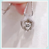 Heart Love CZ Hands Necklace