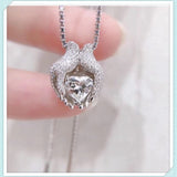 Heart Love CZ Hands Necklace