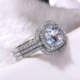 Shiny CZ Engagement Ring ( 3Pcs Set Rings )