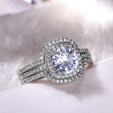 Shiny CZ Engagement Ring ( 3Pcs Set Rings )