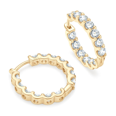 14K Gold Plated 925 Moissanite Hoop Earrings