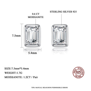 Emerald Cut 1.3CT Moissanite Stud Earrings